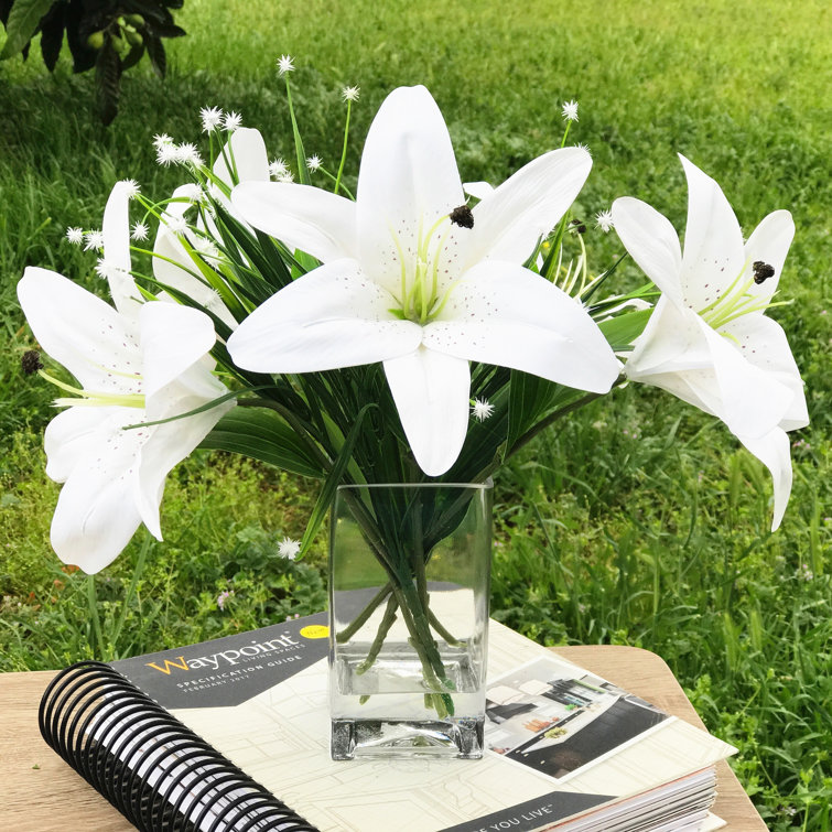 Rosdorf Park Real Touch Tiger Lilies Floral Arrangement in Vase